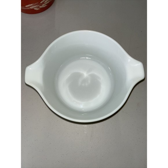 2 Pyrex Harvest Wheat Orange Gold & Avocado Bowl Casserole Dish Handles USA - Picture 7 of 7